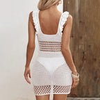 Damen gehäkeltes Strandkleid mit einzigartiger Netzstruktur R&B