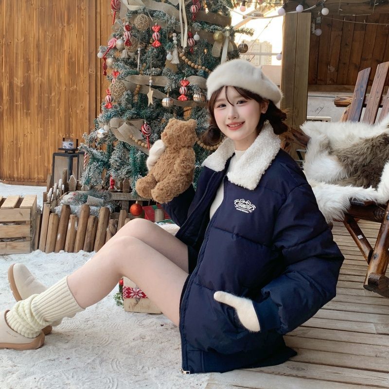 Damen gepolsterte Winterjacke mit kuscheligem Kragen und praktischen Taschen