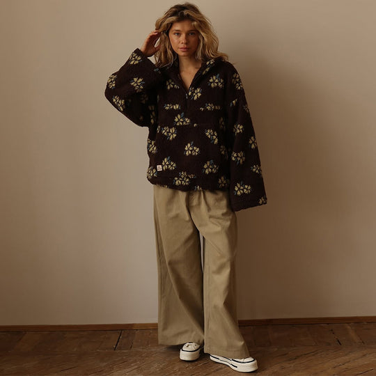 Damen Kuschelige Fleecejacke mit floralem Muster R&B