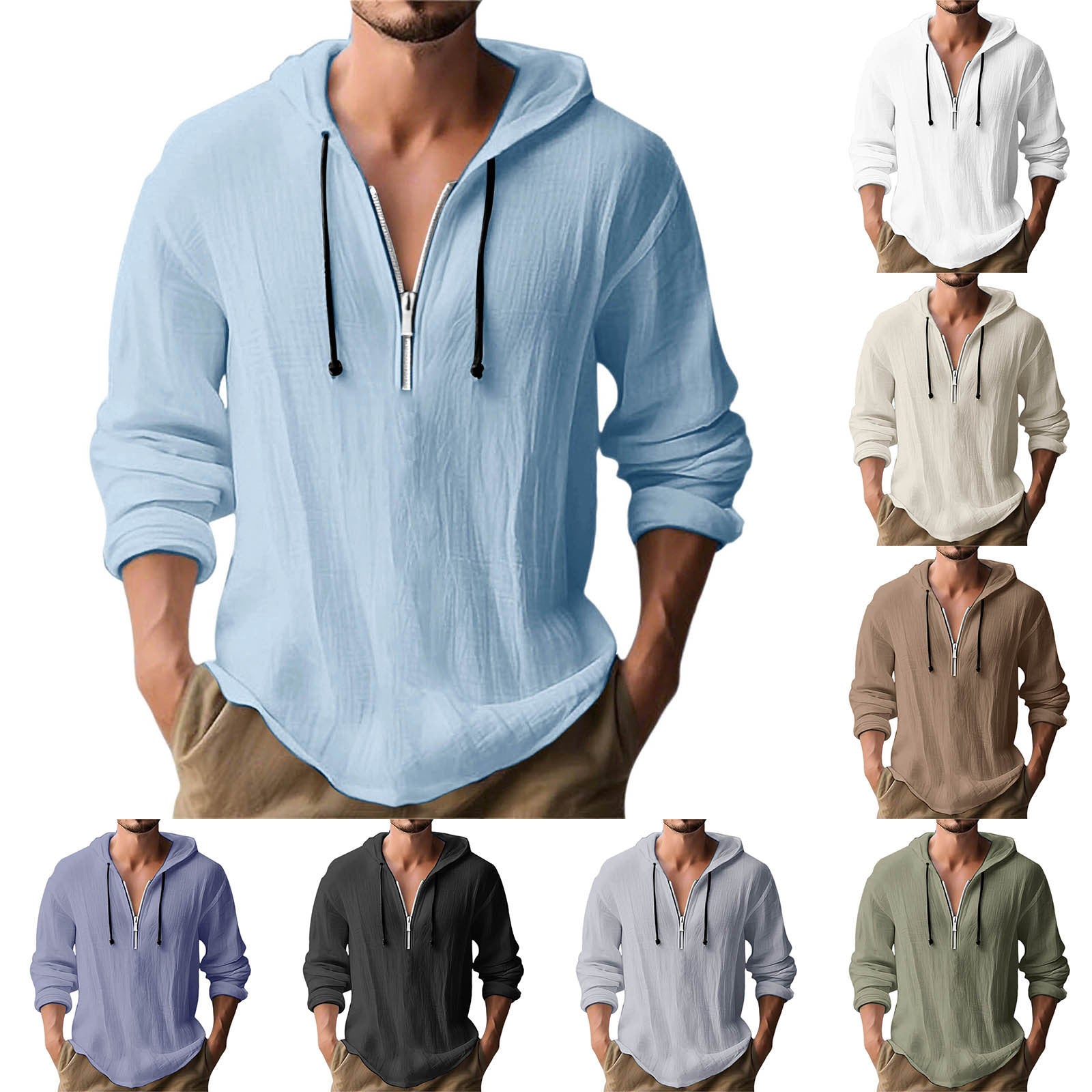 Herren lässiger Kapuzenpullover mit Reißverschluss R&B
