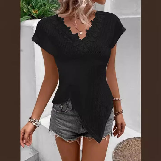Damen Modisches Oberteil mit floralen Details und asymmetrischem Schnitt R&B