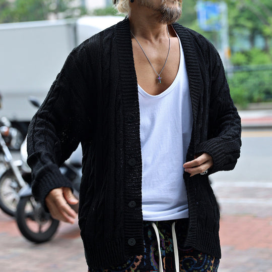 Herren Strickjacke mit Struktur und Knopfverschluss R&B