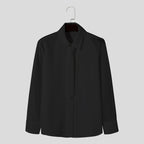 Damen nan fließende Hemdbluse mit angenähter Schluppe verdeckter Knopfleiste und einseitigem Netzärmeldetail R&B