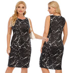 Damen elegantes Minikleid mit Marmormuster R&B