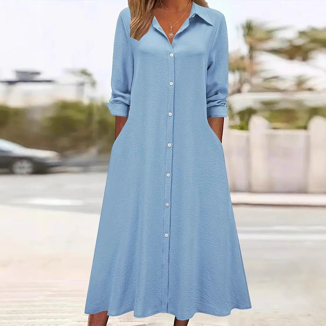 Damen Hemdblusenkleid mit praktischen Taschen und elegantem Schnitt R&B
