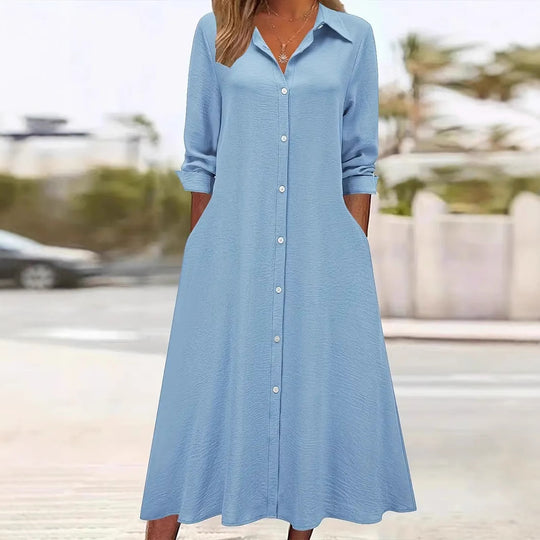 Damen Hemdblusenkleid mit praktischen Taschen und elegantem Schnitt R&B