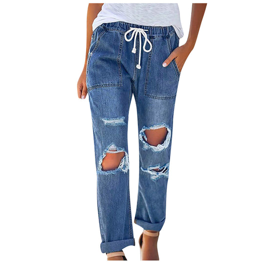 Damen Relaxed Fit Jeans mit modernen Rissen R&B