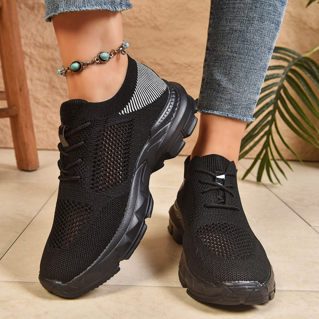Damen trendige Slip-On Sneakers mit atmungsaktivem Strickdesign R&B