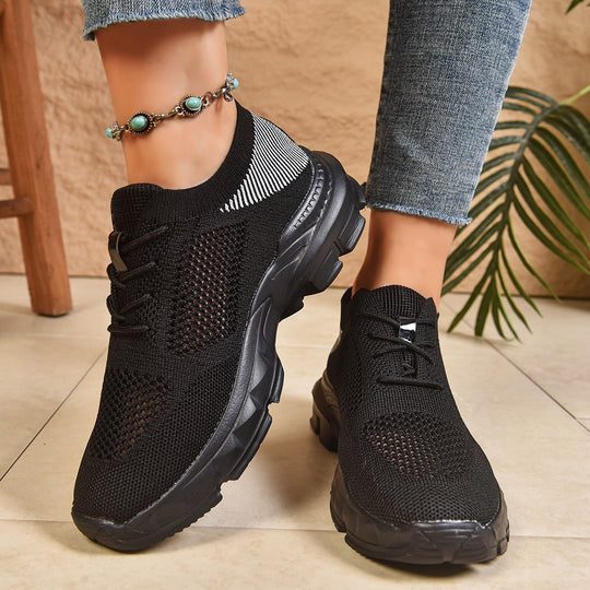 Damen trendige Slip-On Sneakers mit atmungsaktivem Strickdesign R&B