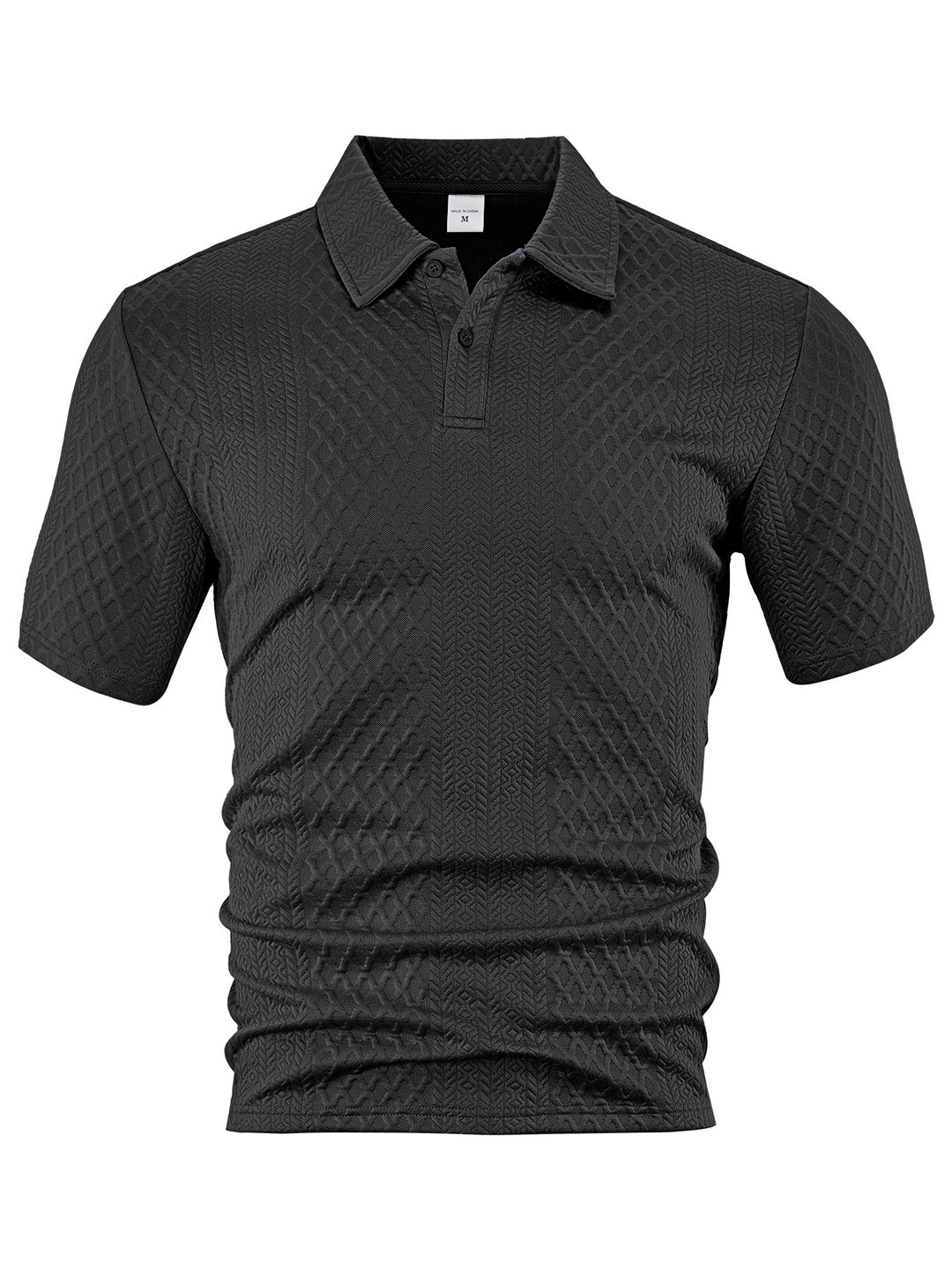 Herren nan texturiertes Jacquard-Poloshirt kurzärmelig schmaler Schnitt mit Polokragen R&B