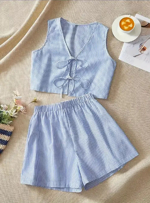 Damen Lounge-Wear Set mit Raffung und Rückenschnürung R&B