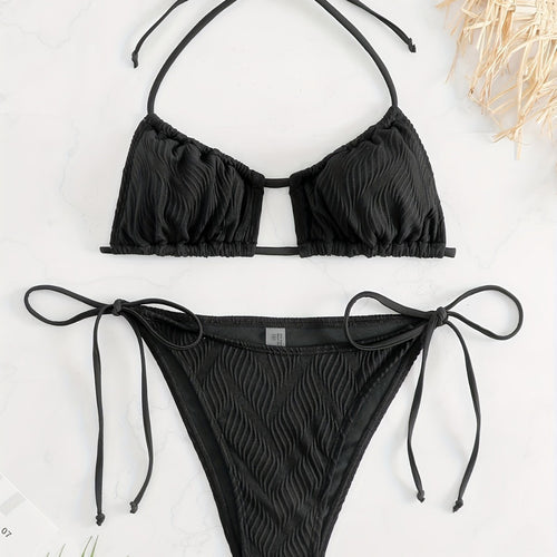 Damen Triangel-Bikini mit raffiniertem Rüschendesign R&B