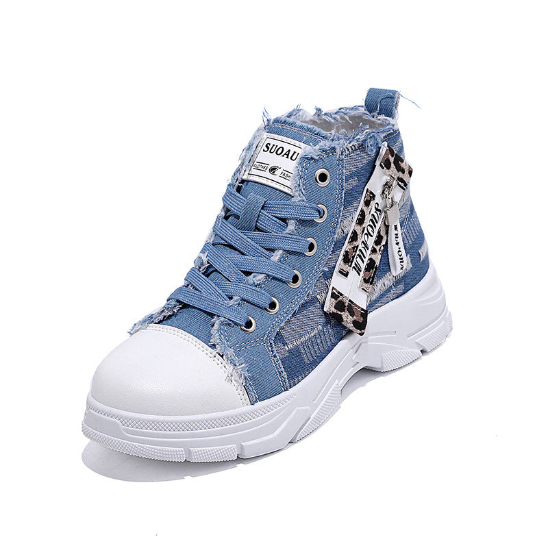Damen High-Top Sneakers mit vintage Denim-Detail und verstärkter Sohle R&B