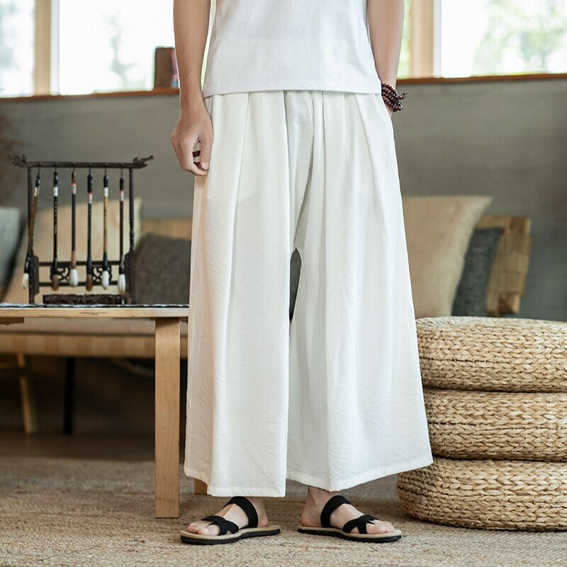 Herren Weit geschnittene Baumwollhose mit elastischem Bund und seitlichen Taschen R&B