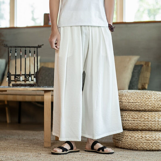 Herren Weit geschnittene Baumwollhose mit elastischem Bund und seitlichen Taschen R&B