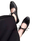 Damen Ballerina-Schuhe mit elastischem Riemen und verspieltem Schleifendetail