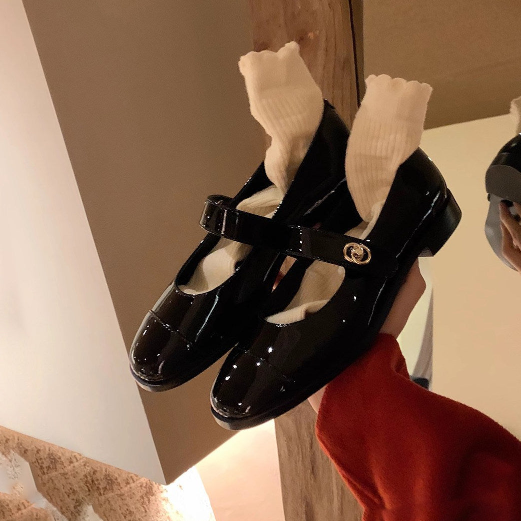 Damen Mary Jane Schuhe mit schicker Schnalle und glänzendem Finish R&B