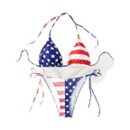 Damen Triangel-Bikini mit verstellbaren Schleifen und patriotischem Design R&B
