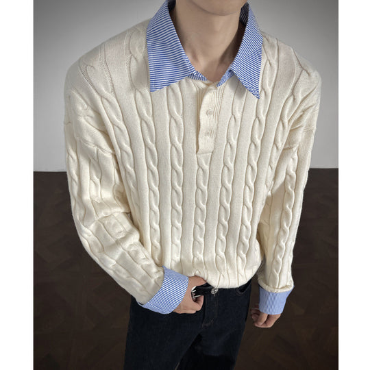 Damen Strickpullover mit hochwertigem Kabelmuster und Kragen R&B