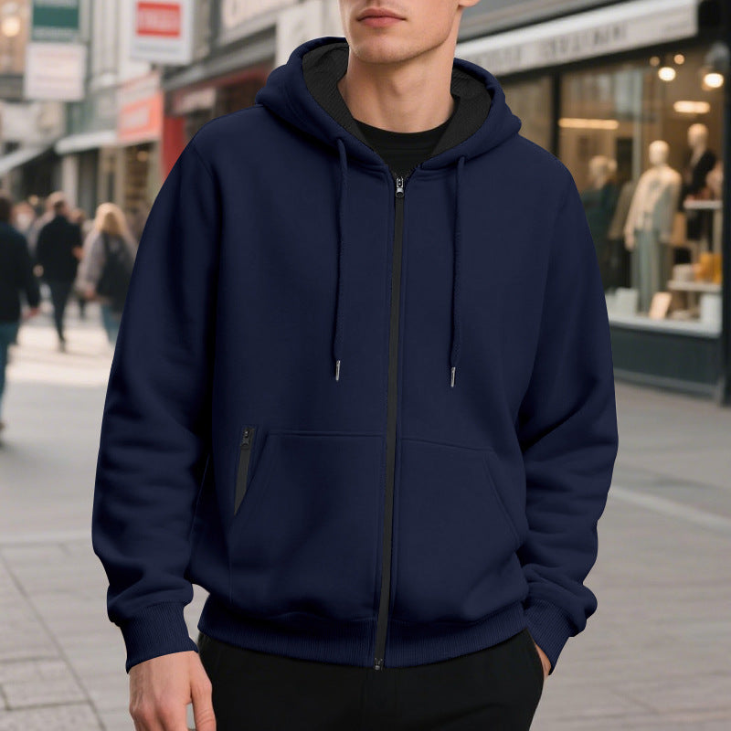 Herren Kapuzenjacke mit leichtem Reißverschluss und praktischen Taschen R&B