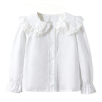 Mädchen Bluse mit voluminösem Spitzenkragen und Rüschendetails R&B