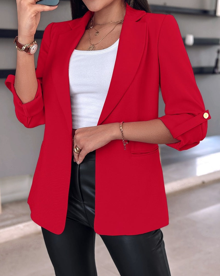 Damen Eleganter und moderner Blazer mit aufrollbaren Ärmeln R&B