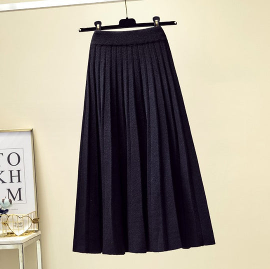 Damen Plissierter Maxi-Rock aus hochwertigem Strickstoff R&B