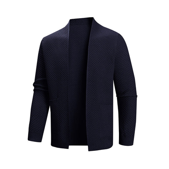 Herren Strickjacke mit modernem Strukturmuster und praktischen Taschen R&B