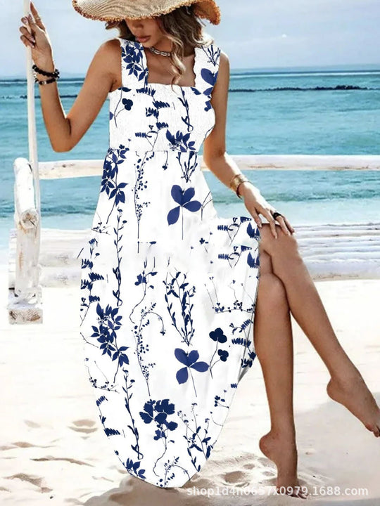 R&B | Bedrucktes Brustwickelkleid im Urlaubsstil