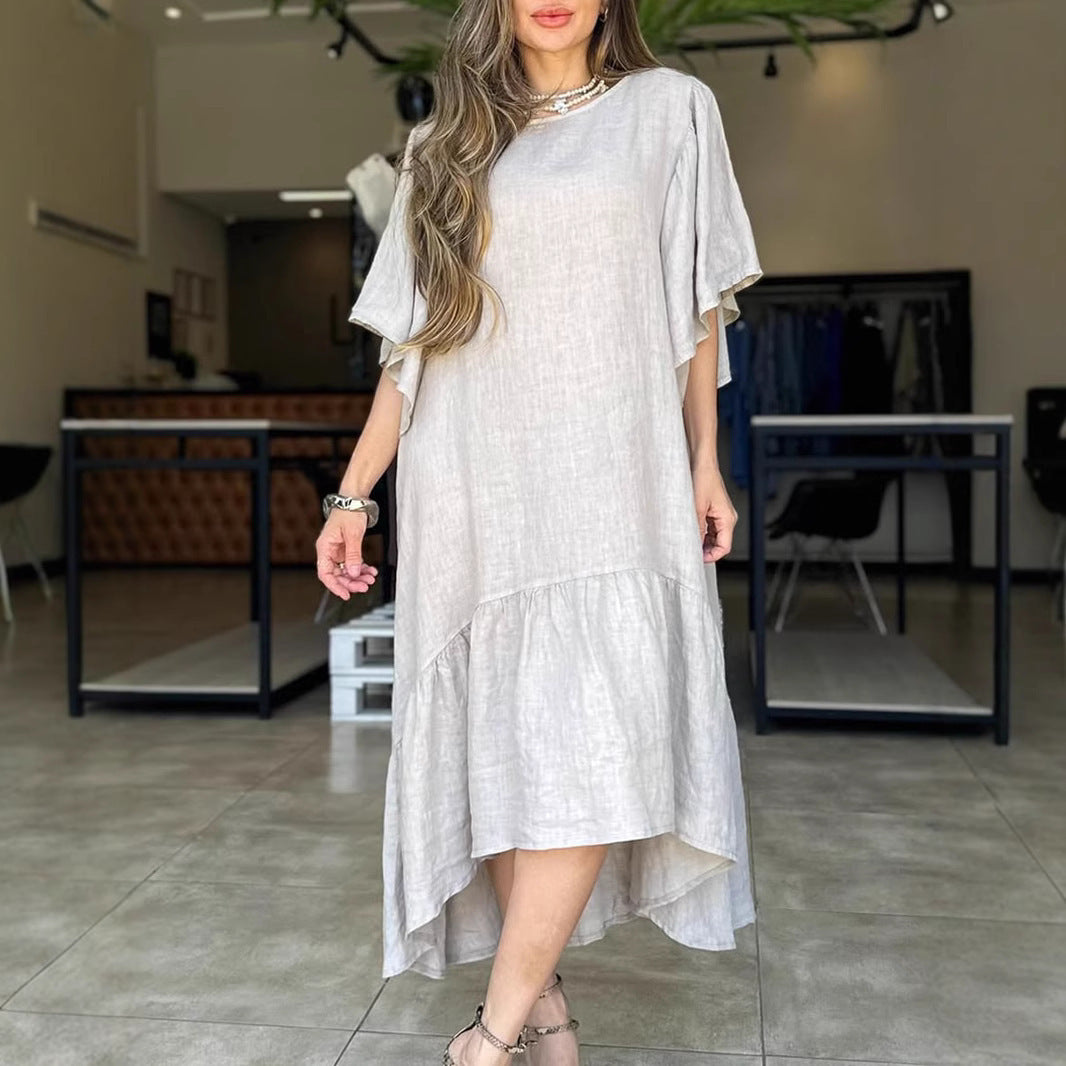 Damen lässiges Leinenkleid mit voluminösen Ärmeln R&B