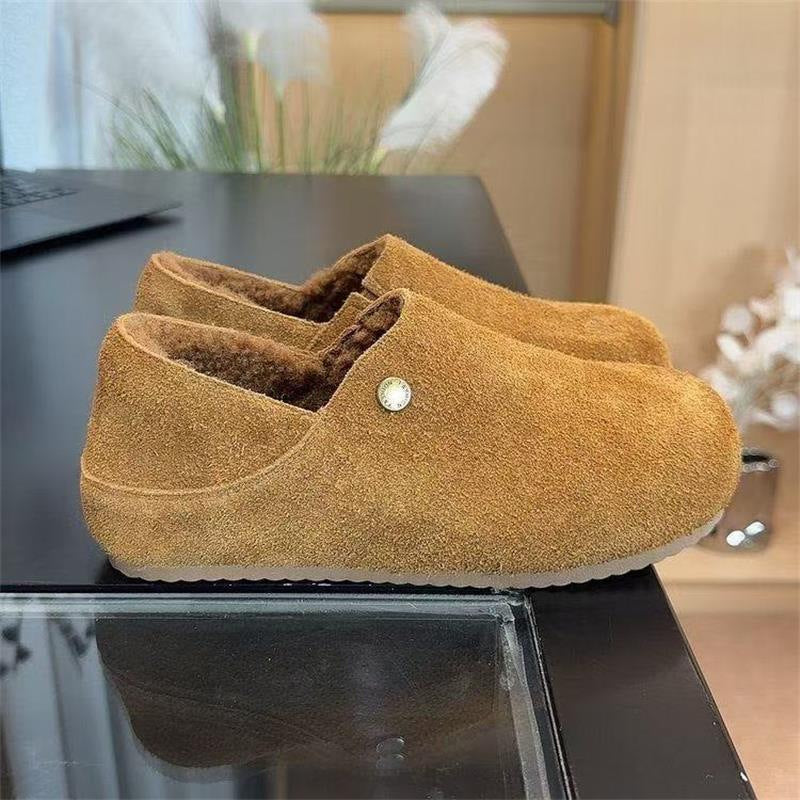 Damen Hausschuhe aus weichem Veloursleder mit wärmendem Futter R&B