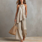 Damen luftiger Jumpsuit mit asymmetrischem Schnitt R&B