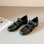 Damen Komfortable Ballerinas mit elastischen Kreuzriemen