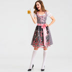 Damen nan traditionelles Kurzdirndl mit Spitzenärmeln, Schnürung und floraler Schürze R&B