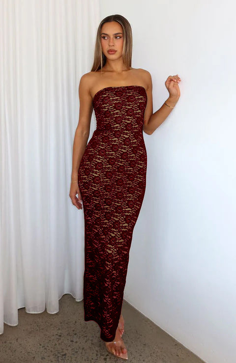 Damen Spitzenkleid im ärmellosen Design R&B