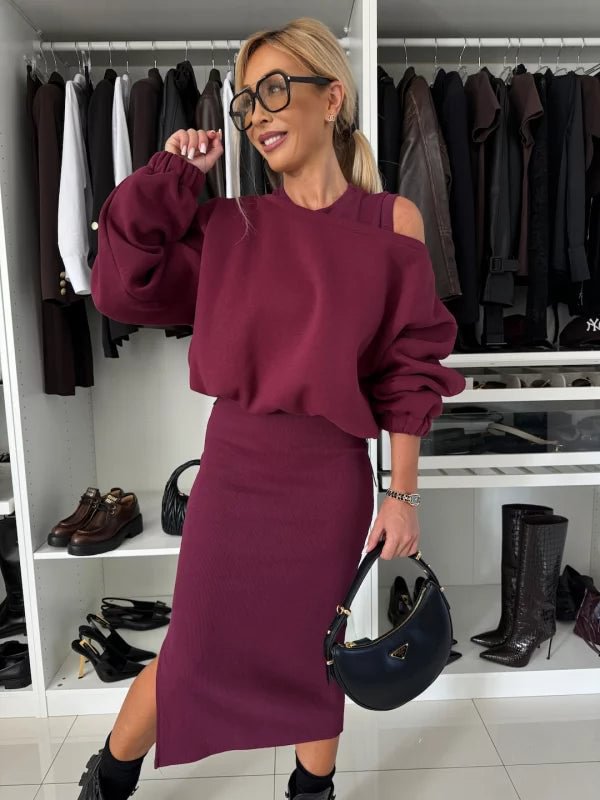 Damen Sweatshirt und Rock Set R&B
