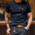 Herren klassisches Kurzarm T-Shirt mit Brusttasche aus hochwertiger Baumwolle R&B