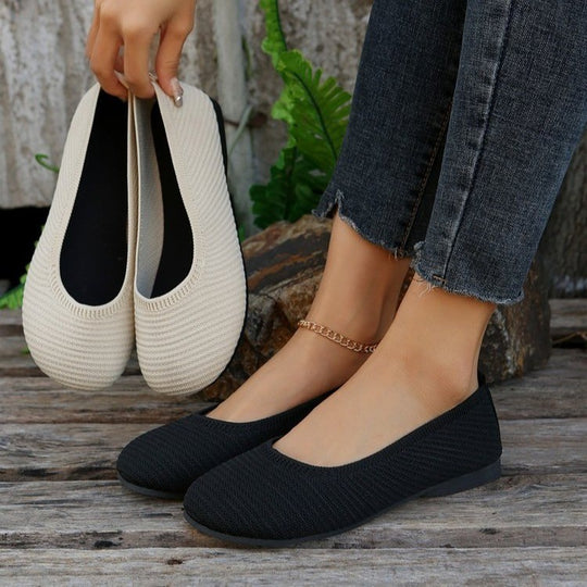 Damen flexible Ballerinas aus atmungsaktivem Strickmaterial R&B