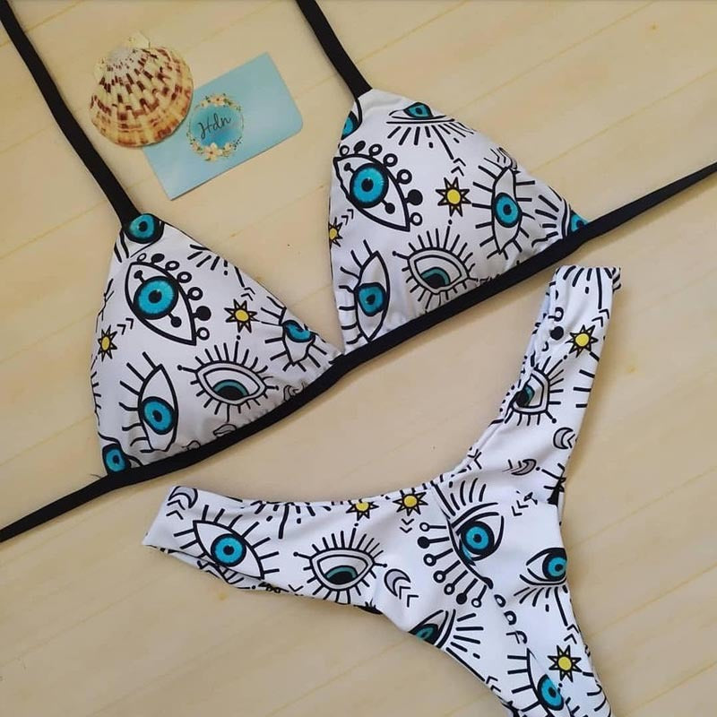 Damen Triangel-Bikini mit auffälligem Grafikdesign R&B