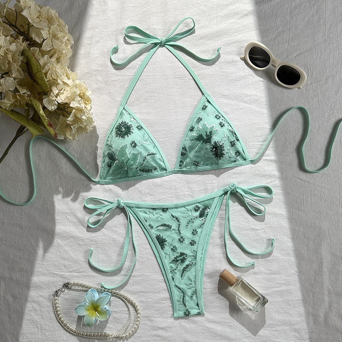 Damen Triangel-Bikini mit luxuriöser Stickerei R&B