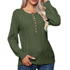 Damen Strickpullover mit eleganten Knopfdetails und modernem Zopfmuster R&B