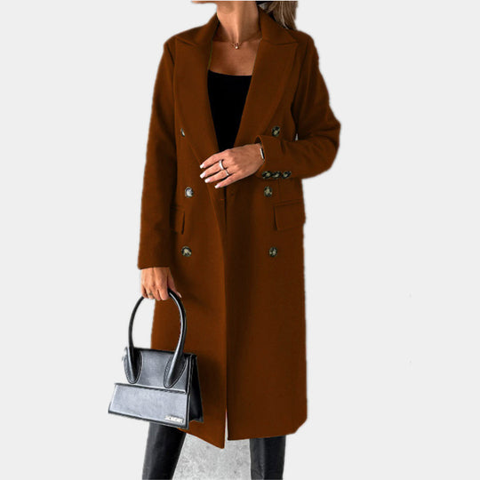 Damen Eleganter und zeitloser Trenchcoat mit doppelter Knopfleiste und praktischen Taschen R&B