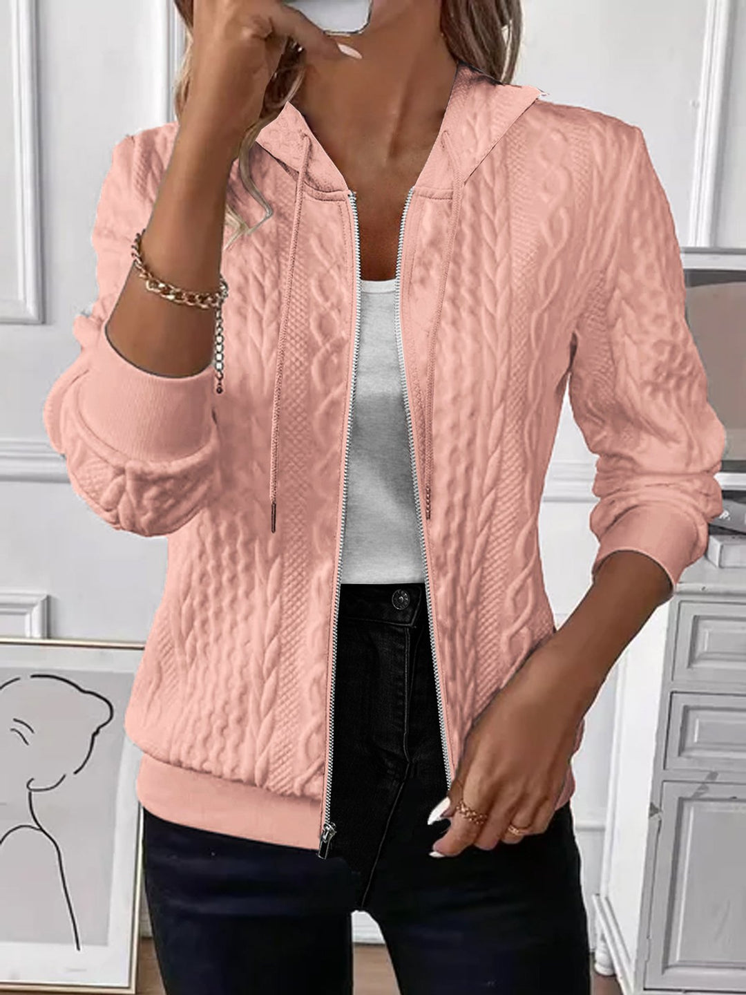 Damen Strickjacke mit Kapuze R&B