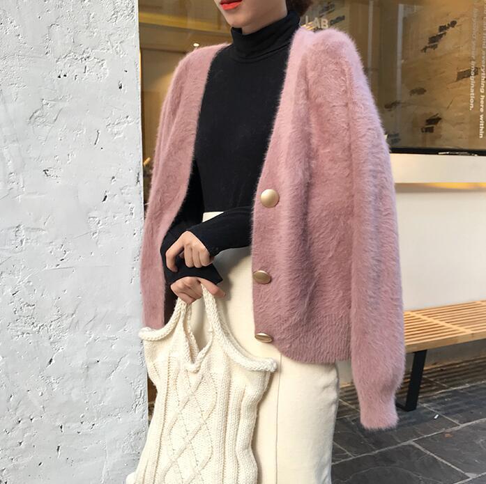 Damen Kuschelige Strickjacke mit Knopfdetails und weit geschnittenem Design R&B