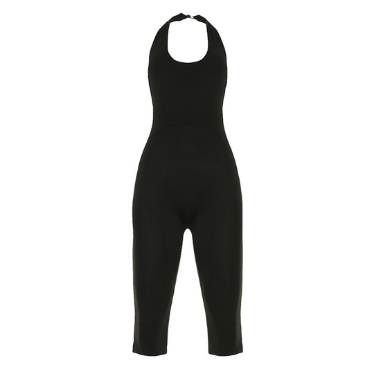 Damen figurbetonter Jumpsuit mit Kragen und Kurzarm R&B
