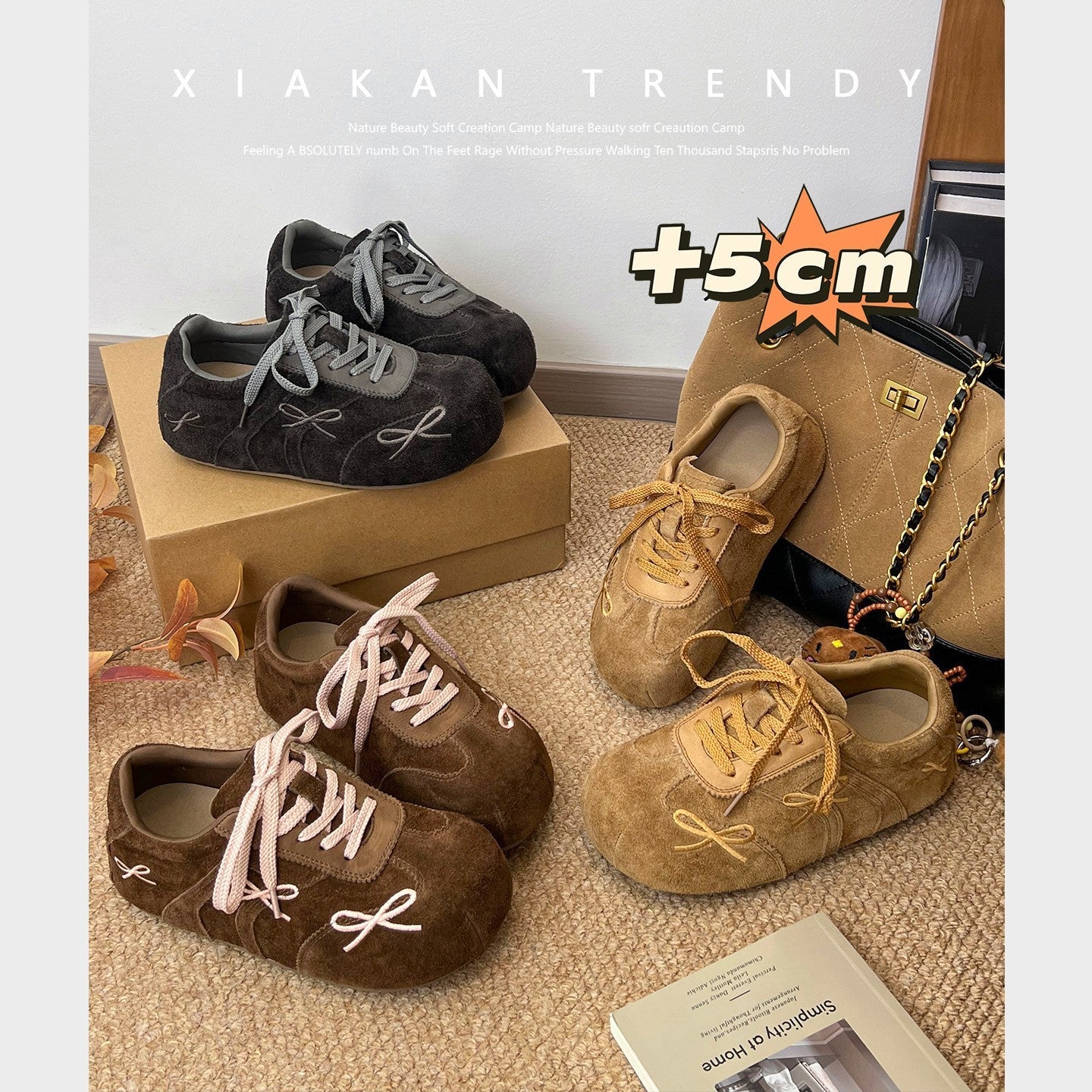 Damen modische Freizeit-Sneaker mit verspieltem Schleifen-Design und weichem Obermaterial R&B