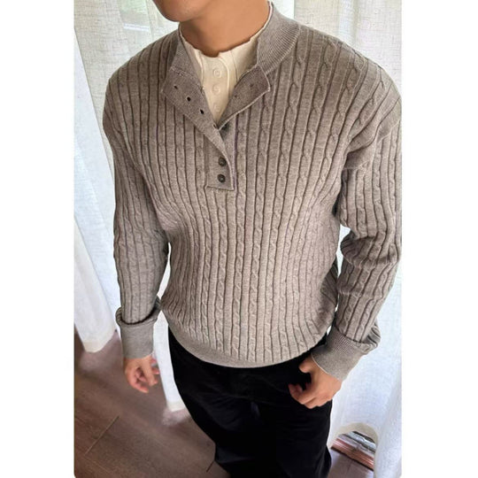 Herren Feinstrickpullover mit dekorativen Knopfdetails R&B