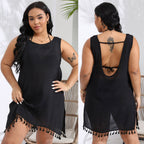 Damen luftiges Strandkleid mit fransigen Details R&B