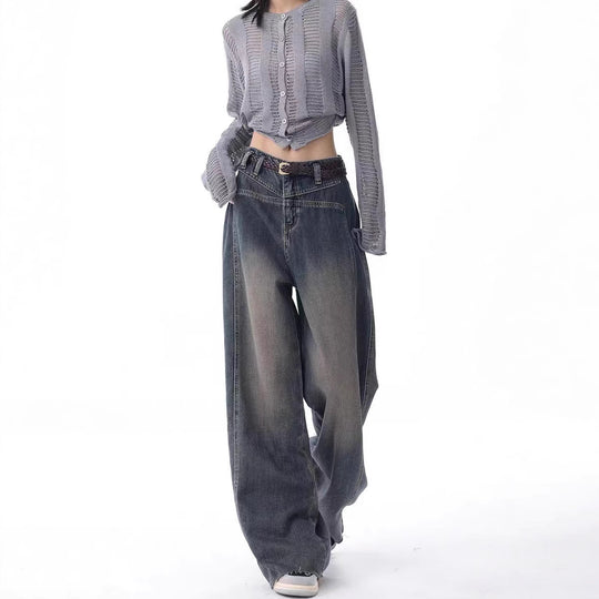 Damen Oversized Jeans mit lässigem Schnitt und hoher Taille R&B