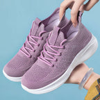 Damen nan ergonomischer Strick-Comfort-Sneaker mit gezielter Belüftung, elastischem Schlupfschaft und stoßabsorbierender Keilsohle R&B